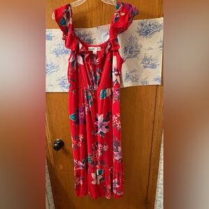 Old Navy Red Floral Maxi Dress
